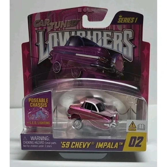 MGA Car Tuned Series 1 Lowriders 59 Chevy Impala Pink With LED Lighting 2/8 Toy
