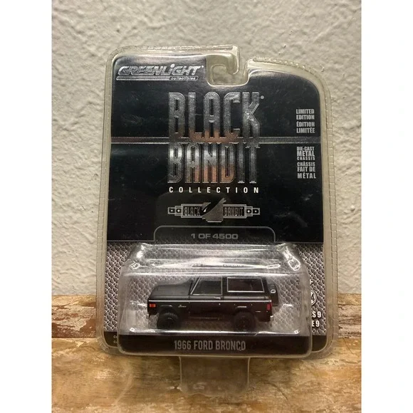 Greenlight Collectibles Black Bandit 1966 Ford Bronco 1:64 Diecast Car
