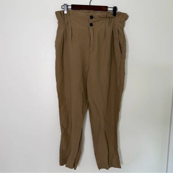 H&M Linen Blend Paperbag Waist Pants Size 10