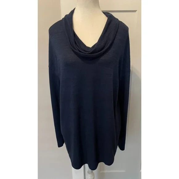 BANANA REPUBLIC Womens Knit TOP Long Sleeve BLUE Cowl Neck Size L