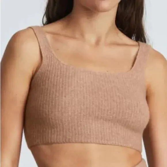 Everlane The Cozy-Stretch Knit Crop Tank - Camel L