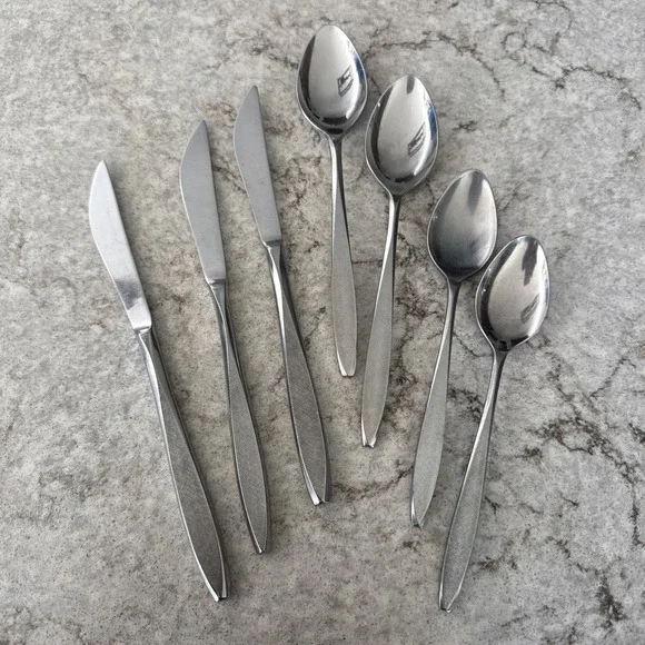 7 Vintage Ekco Eterna Corsair Custom Stainless Steel Flatware Silverware Japan