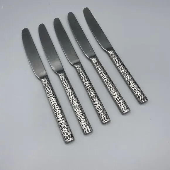 Cambridge‎ SEVILLA 5pcs Dinner Knives Stainless Geometric Flatware 9.25