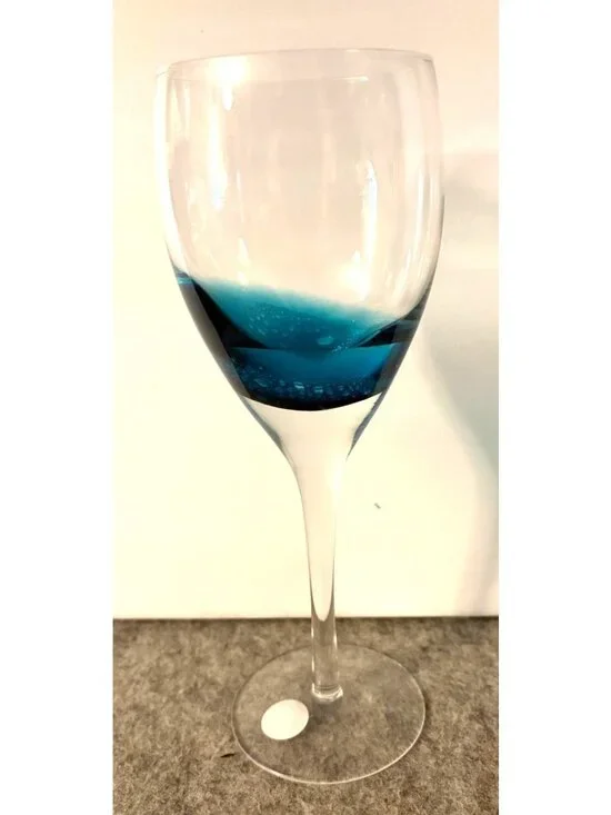 Pier 1 Handblown Teal Crackle Glass 9.25