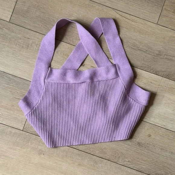 House of Harlow 1960 Purple Ribbed Knit Halter Top Size Small
