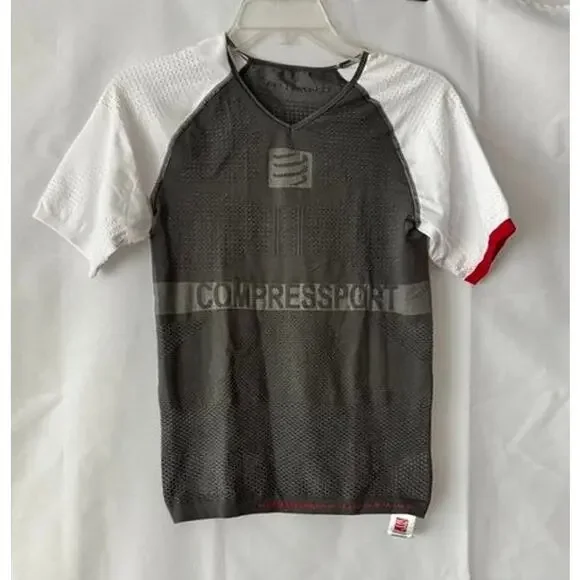 Compressport On/Off Ventilation Athletic Shirt Gray White Size Small XS