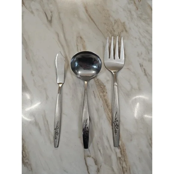 Vtg Rebacraft Stainless Japan Soup Ladel, Butter Knife, Serving Fork Replacement