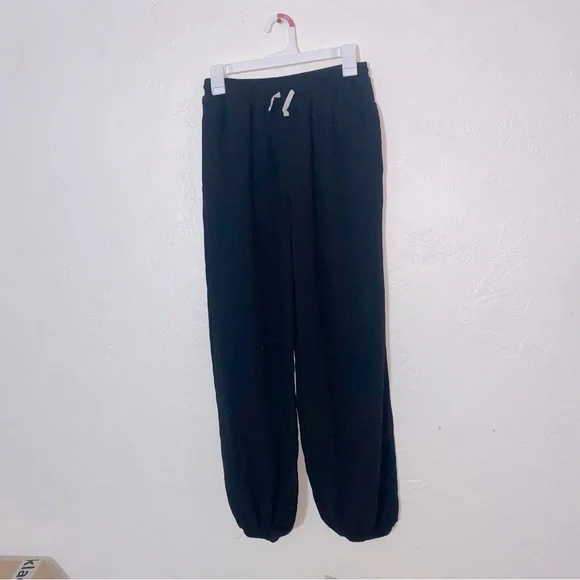 Zara Joggers Breezy Lightweight Drawstring Textured Women’s Small Solid Black