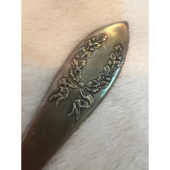 Rockford Silver Plate Cold Meat Fork Laurel Wreath Ribbon Victorian Edwardian