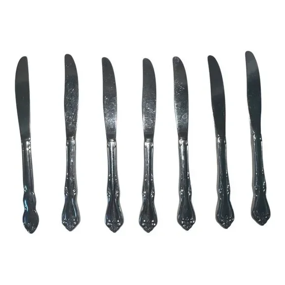 Oneida Set of 8 Briarwood & Arbor Rose Dinner Knives Stainless Silver Flatware