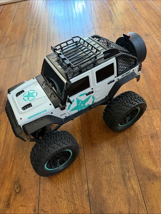 Wrangler White and Teal Off-Road RC Truck Toy