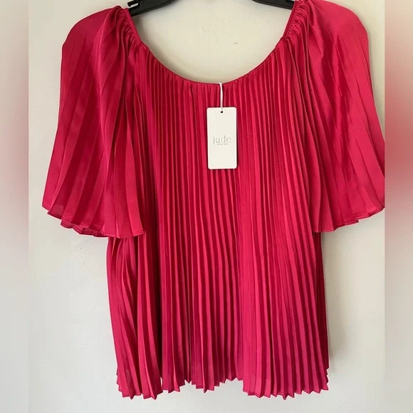 Jade Johnny Was NWT GEORGINNA PLEATED BLOUSE Top Pink