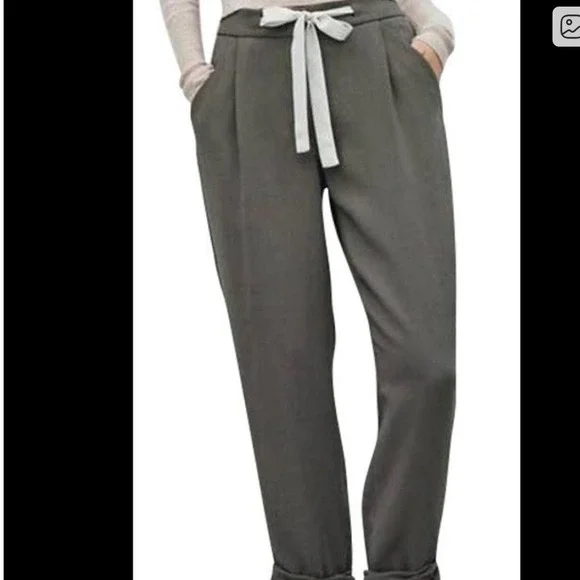 Wilfred Women's‎ Gray Pleated Tie Waist Cropped Trousers Pants Size 00