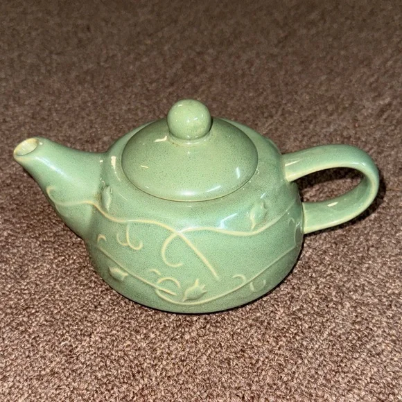Pier 1 Green Ceramic Teapot