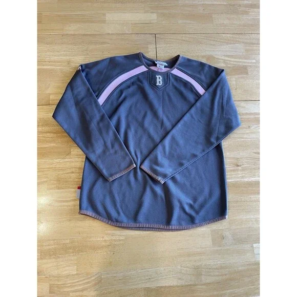 Majestic Womens Size Medium Boston Red Socks Therma Base Pullover Top Gray Pink