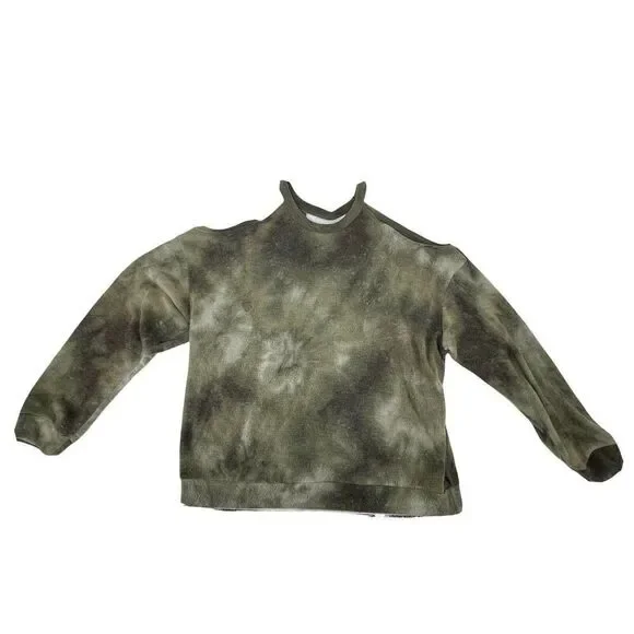 Tie Dye Cold Shoulder Sweatshirt Green Cozy Soft Inside Out 143 Story Size S Top