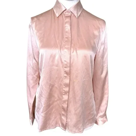 Lilysilk Basic Concealed Placket Silk Shirt Pale Pink Xs