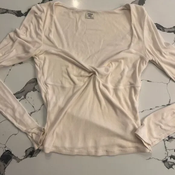 Aritzia Sunday Best Lula Cream Long Sleeve Top