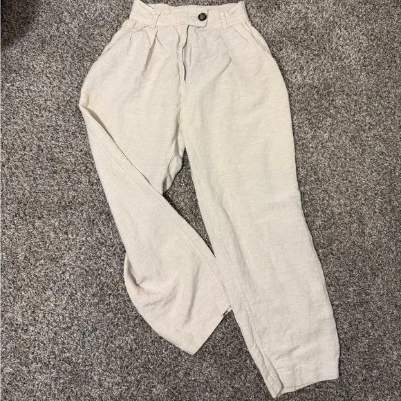 H&M Linen Blend Cream Trousers‎