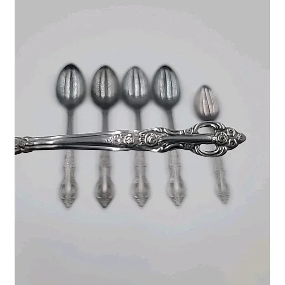5pc MXF1 Maxam Silver Stainless Japan Silverware Flatware Black Accent Floral‎