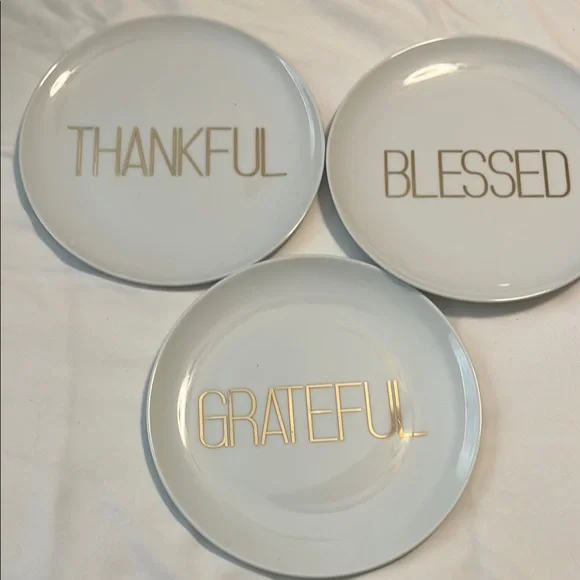 ❤️❤️❤️Pier 1 White and Gold Inspirational Dinnerware Set