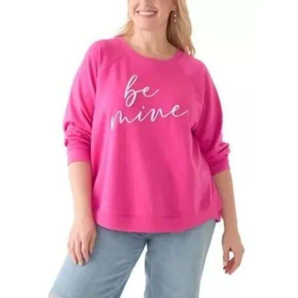Philosophy Pink “Be Mine” Sweatshirt Valentine Embroidery Pullover Women’s M NWT