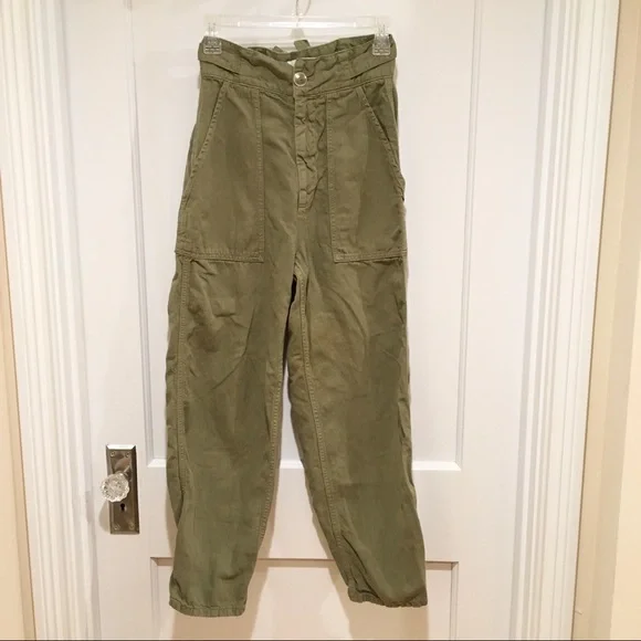 ⭐️ Zara Woman Premium Denim Collection Cotton Linen Green Utility Jogger Pants