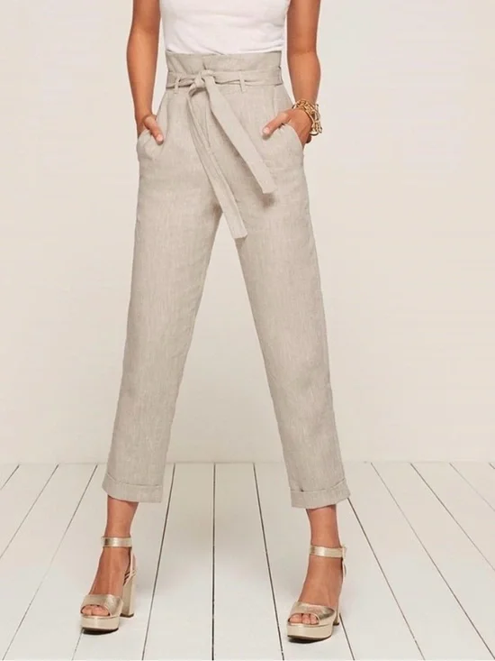 Reformation Fisher Tan Sand Paperbag Pants Size 4