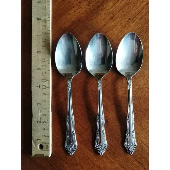Lot 3x Dinner Spoon Tablespoon Korea Rogers Stainless Flatware Dream Rose 6.9