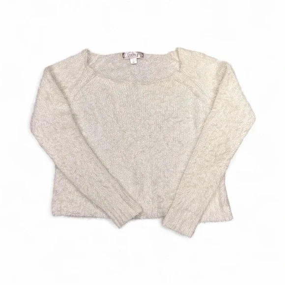 Decree Snowdrift Super Soft Sparkly Long Sleeve Cropped Eyelash Sweater