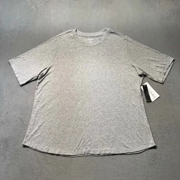 Tahari Woman Womens 1X Gray Modal Stretch T Shirt Casual Basic Soft NWT
