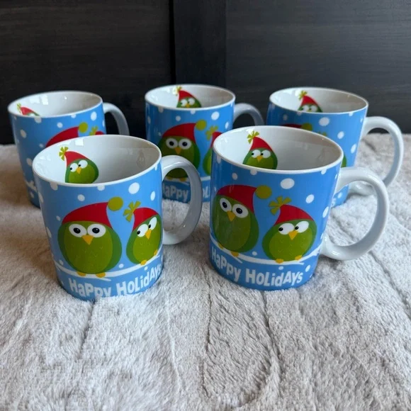 Pier 1 Christmas Mugs Set of 5