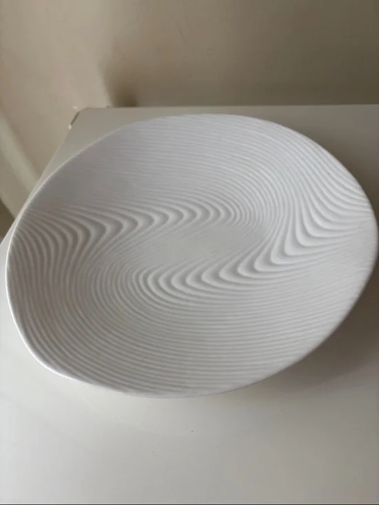 Pier 1 Textured White Ceramic Serving Plate or decorative bowl