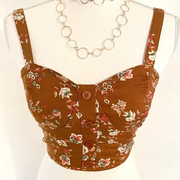 NWT B.O.G Collective Floral Crop Tank Top