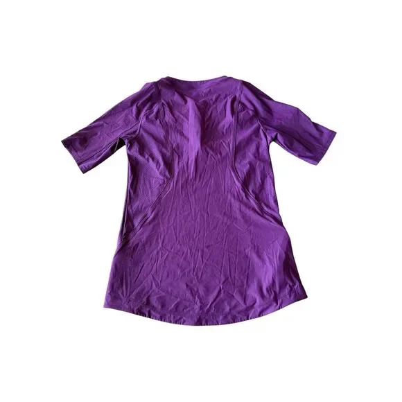 Athleta Womens 1/4 Zip Short Sleeve Mesh Pocket Running Active Top Purple Small