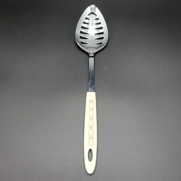 Vintage Androck Heart Handle Stainless Steel Slotted Serving Spoon READ