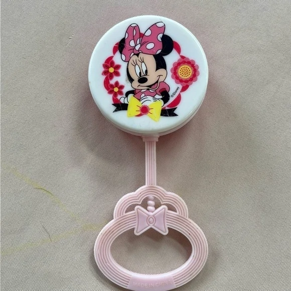 Disney Minnie Mouse Pink and Yellow Baby Rattle - Vintage Design