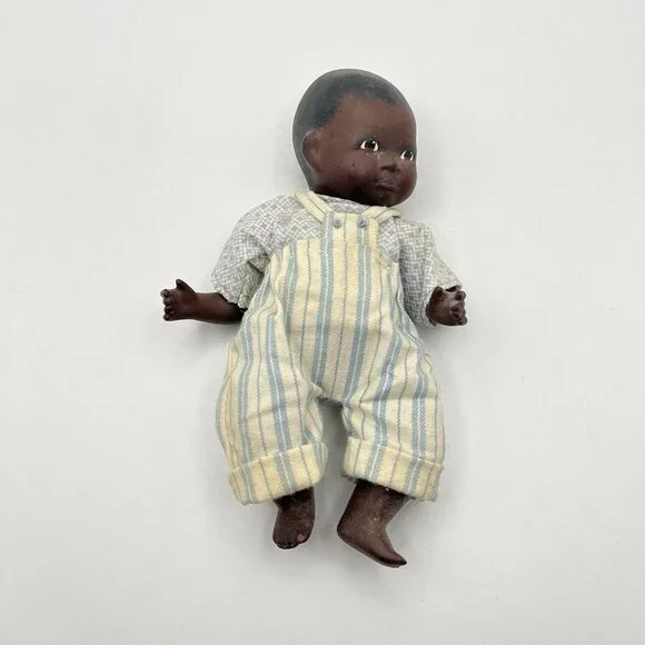 Vintage Bisque Articulated Baby Doll Original Overall Clothes 6” Poss Repainted