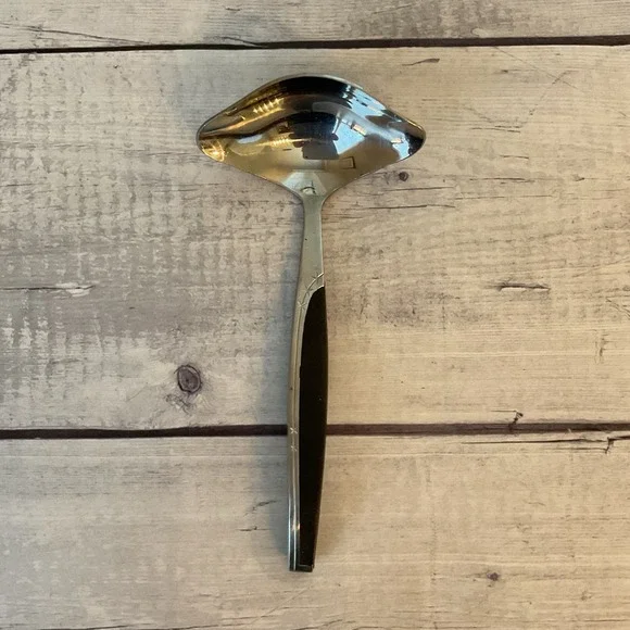 Marcrest Ebony Elegance Stainless Flatware Gravy Ladle Atomic Starburst Japan