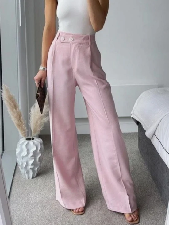 Zara Front Wrap Menswear Style Wide Pants Pink Size XL