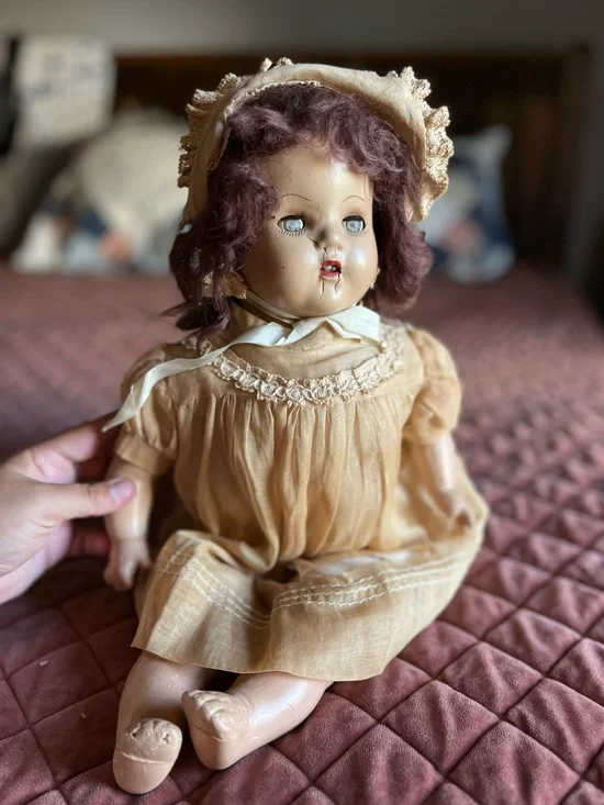 Antique Vintage Doll sleeping eyes cloth body