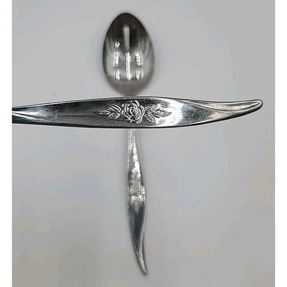 2 Hanford Forge‎ AVON ROSE Stainless Flatware Silverware Pierced Serving Spoons