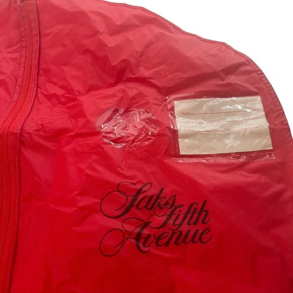 Saks Fifth Avenue Red Garment Bag Suit Dress Cover with Zipper Name Card