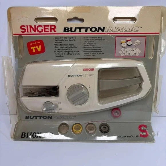 VTG Singer Button Magic Hand Held B110X-CS Includes 4 Spools of Thread & Buttons