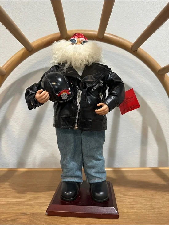 Brighten The Season BEALLS BIKER SANTA STATUE FIGURINE