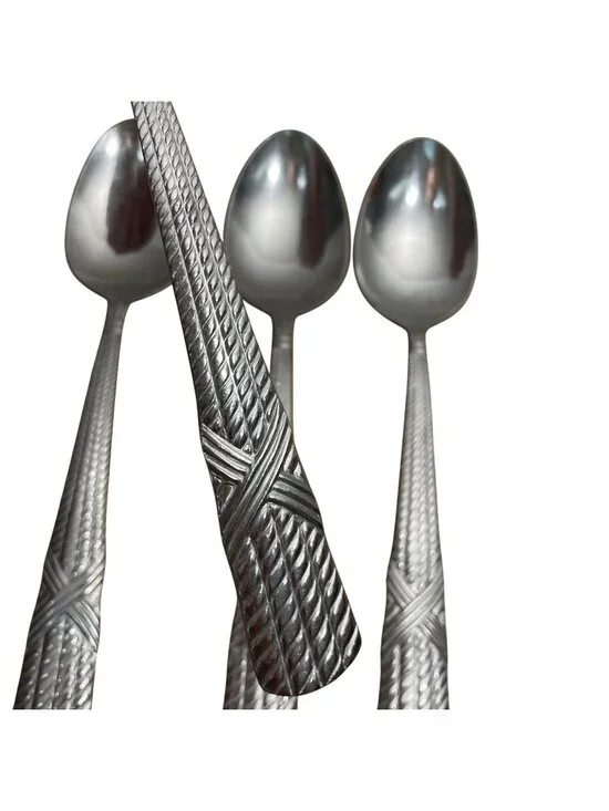 Farberware FRW56 Pattern 4 Oval Soup Tablespoons Stainless Flatware Glossy Rope