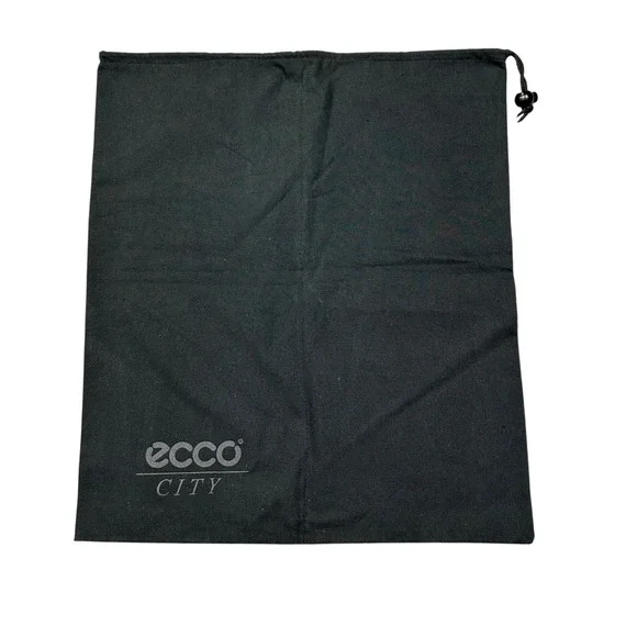 Ecco City Dust Bag Black Drawstring Travel Storage Pouch Shoes‎ HOLDS 2 SHOES