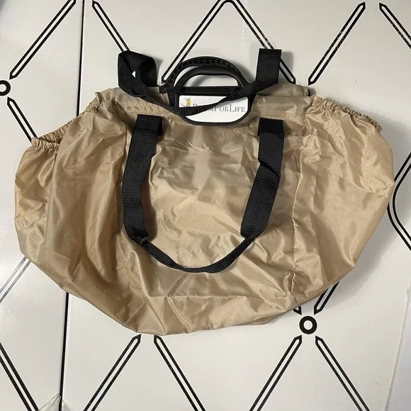Reusable Grocery Shopping Bags Lot of 3 Beige Foldable‎ Large