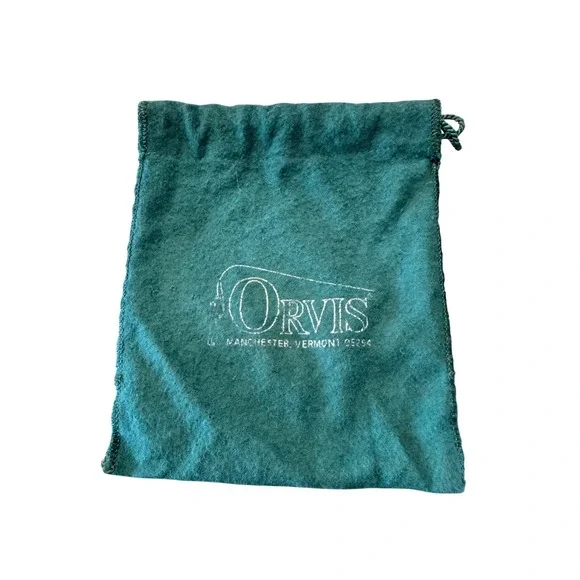 Orvis Green‎ Drawstring Pouch Reel Bag Manchester Vermont USA Small  Pouch G2