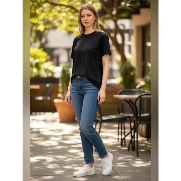 CRZ YOGA Black Relaxed Fit Athletic Tee XL Short Sleeve Workout Top